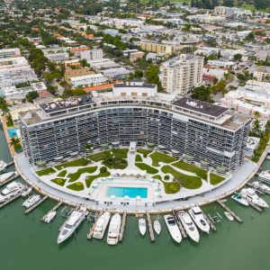 Aerial photo Miami Beach architecture condominiums